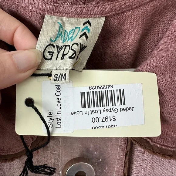 JADED GYPSY Lost in Love Coat Dusty Mauve SZ S/M NWT - Picture 5 of 7